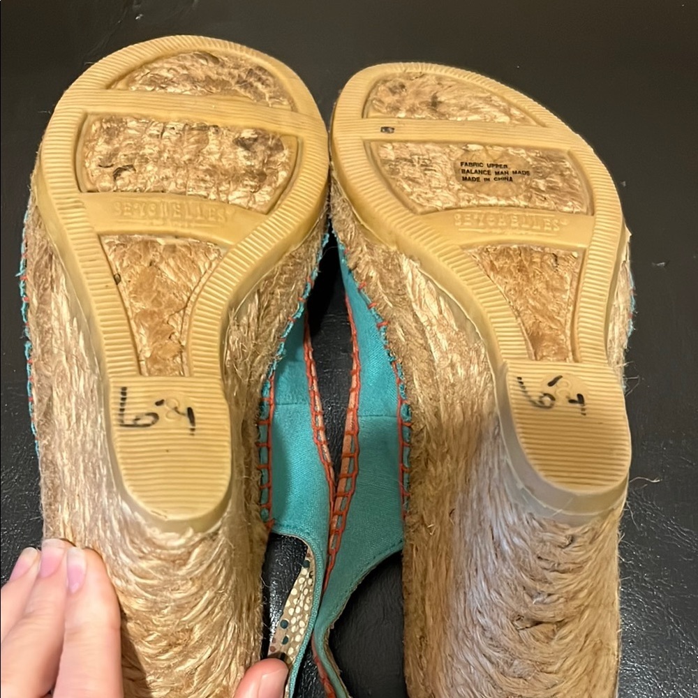 Seychelles Turquoise and Coral Espadrilles - Picture 9 of 11